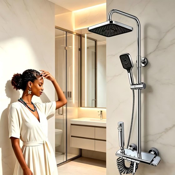 N38 Chrome and gold  shower set china